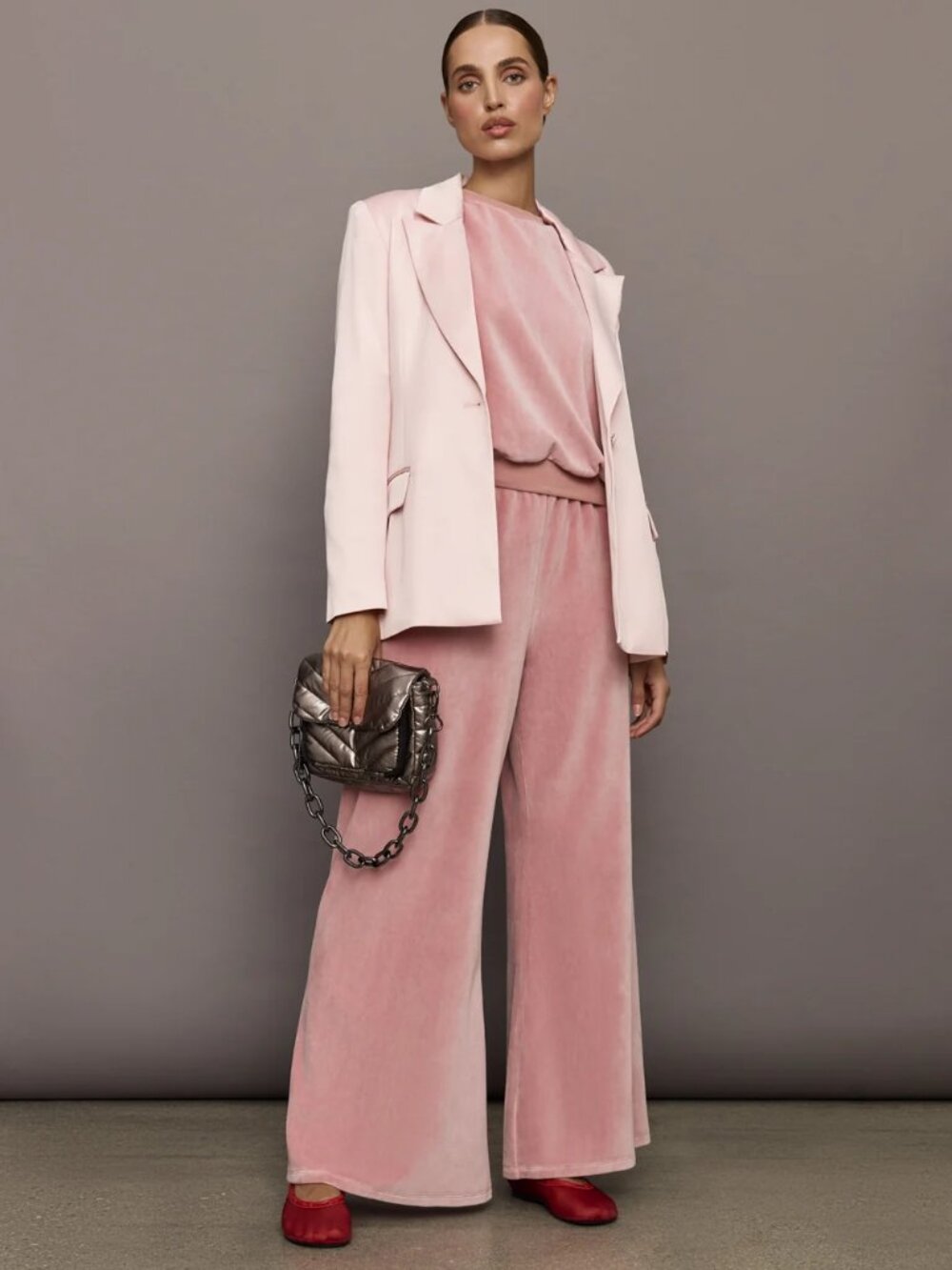 Carbon38 Wide Leg Pants in Velour